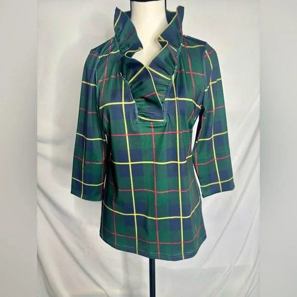 Gretchen Scott Ruffneck Top - Plaidly Cooper - Picture 5 of 10